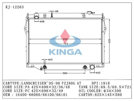 reemplazo del radiador de 95 - 98 FZJ80G Toyota Landcruiser, transmisión automática